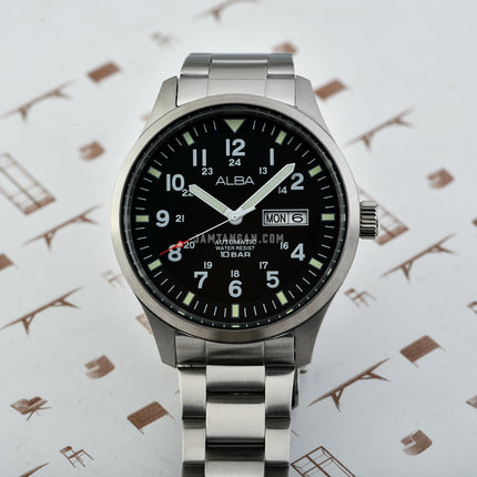 Alba Mechanical Field Military AL4213X1 Men Black Dial Stainless Steel Strap