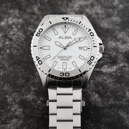 Alba Active AS9Q45X1 White Dial Stainless Steel Strap