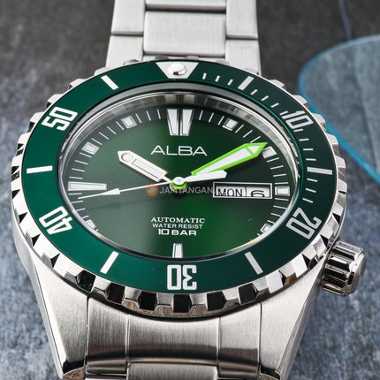 Alba Mechanical AL4699X1 Automatic Men Green Dial Stainless Steel Strap