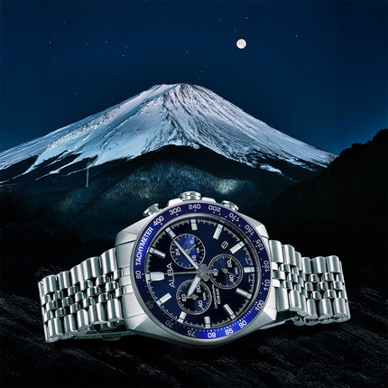 Alba Signa AX7027X1 Men Chronograph Blue Dial Stainless Steel Strap