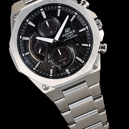 Casio Edifice Slim Line EFS-S570D-1AUDF Chronograph Tough Solar Black Dial Stainless Steel Band