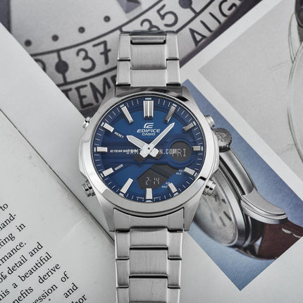 Casio Edifice EFV-C120D-2ADF Blue Digital Analog Dial Stainless Steel Band