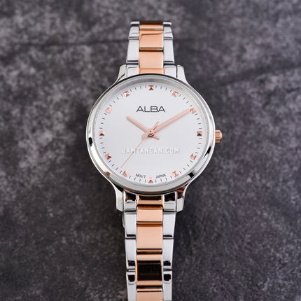 Alba Fashion ARX145X1 Ladies Silver White Dial Dual Tone Stainless Steel Strap