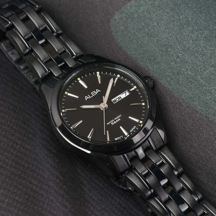 Alba AN8095X1 Ladies Black Dial Black Stainless Steel Strap