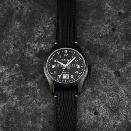 Seiko SUR571P1 Discover More Black Dial Black Nylon Strap