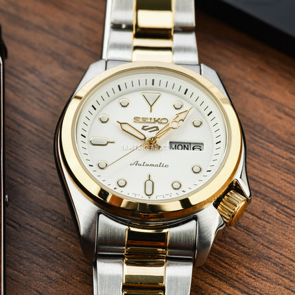 Seiko 5 Sports SRE004K1 SKX Sports Style Automatic White Dial Dual Tone Stainless Steel Strap
