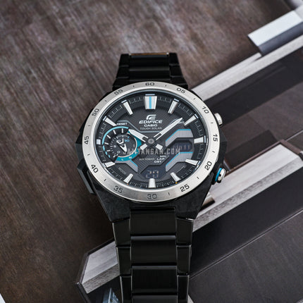 Casio Edifice ECB-2200DD-1ADF Men Windflow Digital Analog Black Dial Black Stainless Steel Band