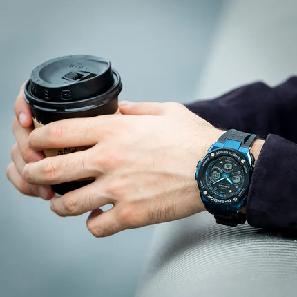 Casio G-Shock G-Steel GST-S300G-1A2DR Tough Solar Blue Case Black Rubber Strap