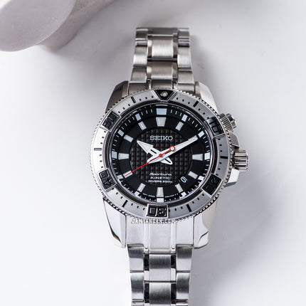 Seiko Sportura SKA509P1 Kinetic Diver Black Dial Stainless Steel Strap