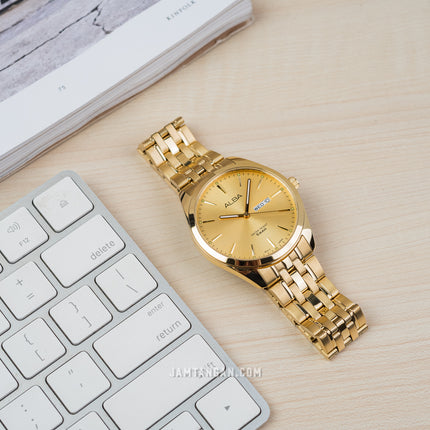 Alba AJ6186X1 Men Gold Dial Gold Stainless Steel Strap