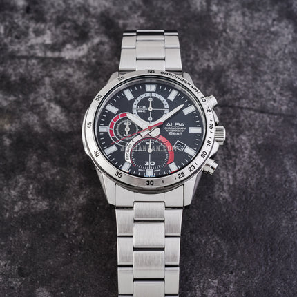 Alba Active AM3969X1 Chronograph Men Black Dial Stainless Steel Strap