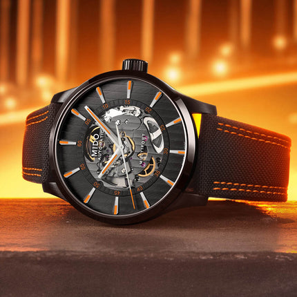 MIDO Multifort M038.436.37.051.00 Skeleton Vertigo Automatic Anthracite Dial Black Fabric Strap