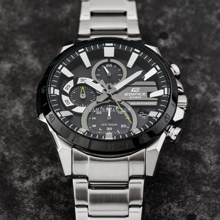 Casio Edifice EQS-940DB-1AVUDF Solar Powered Chronograph Black Dial Stainless Steel Band