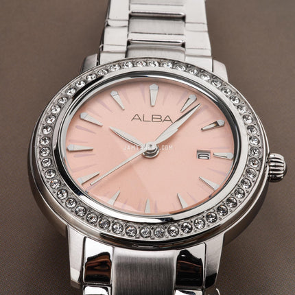 Alba AH7DL5X1 Ladies Pink Dial Stainless Steel Strap