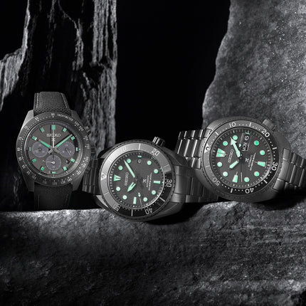 Seiko Prospex SSC923P1 SeiTona Speedtimer Black Series Night Vision Black Dial Black Nylon Strap
