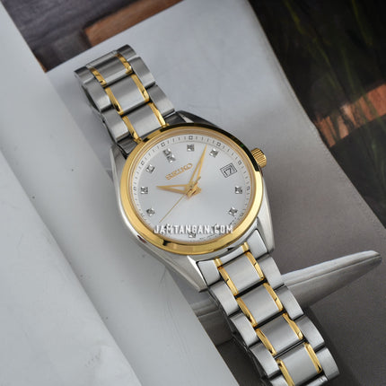 Seiko Ladies SUR582P1 Discover More Crystal Silver Dial Stainless Steel Strap