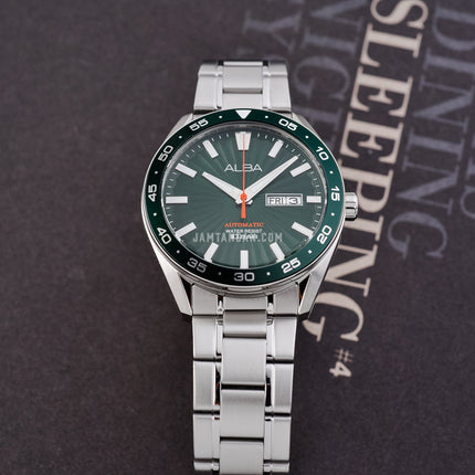 Alba Mechanical A3B007X1 Automatic Men Green Patterned Dial Stainless Steel Strap