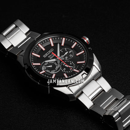 Seiko Solar SNE259P1 Black Dial Stainless Steel Strap