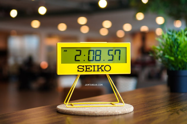 Seiko Alarm Clock QHL083 17.6cm Digital Dial Yellow