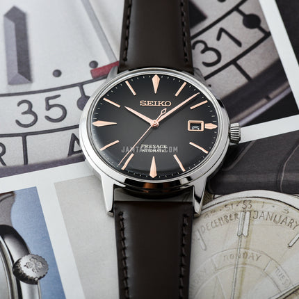 Seiko Presage SRPJ17J1 Cocktail Time The Irish Coffee Gradient Dial Dark Brown Leather Strap