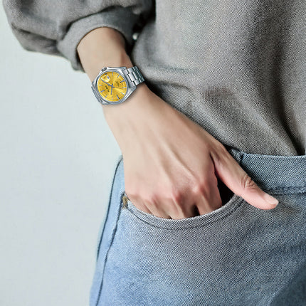 Alba Active AS9V95X1 Yellow Gold Dial Stainless Steel Strap