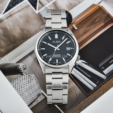 Alba Active AG8M33X1 Black Patterned Dial Stainless Steel Strap