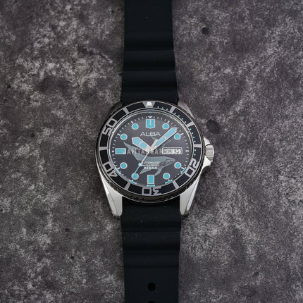 Alba AL4627X1 Men Automatic Black Dial Black Rubber Strap