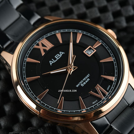 Alba Prestige AS9P42X1 Men Black Dial Black Stainless Steel Strap