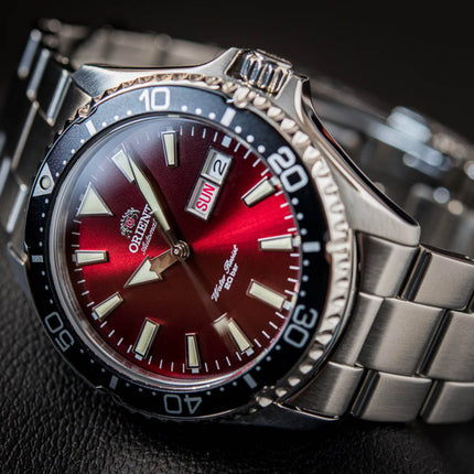 Orient Sports RA-AA0003R Kamasu Automatic Divers Red Dial Stainless Steel Strap