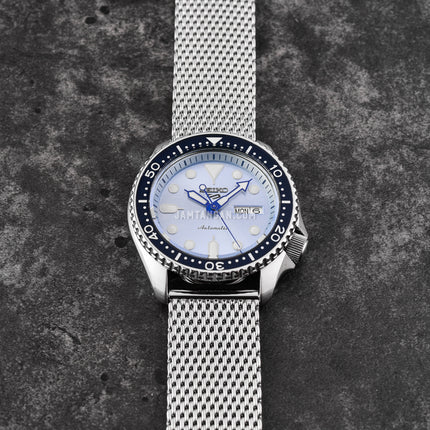 Seiko 5 Sports SRPE77K1 SKX Suits Style Light Blue Dial Stainless Steel Strap