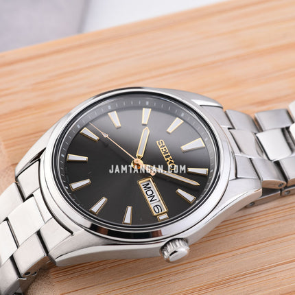 Seiko SUR343P1 Men Dark Grey Sunray Dial Stainless Steel Strap