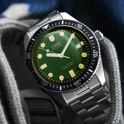 Oris Divers Sixty Five 01-733-7720-4057-07-8-21-18 Green Dial Stainless Steel Strap