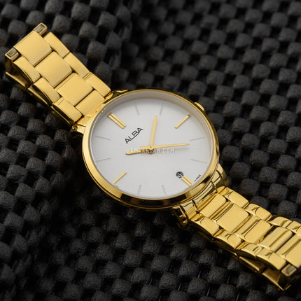 Alba Fashion AG8J60X1 Ladies Silver Dial Gold Stainless Steel Strap