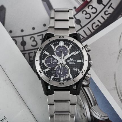 Casio Edifice EQS-960D-1AVUDF Sospensione Black Carbon Fiber Dial Stainless Steel Band