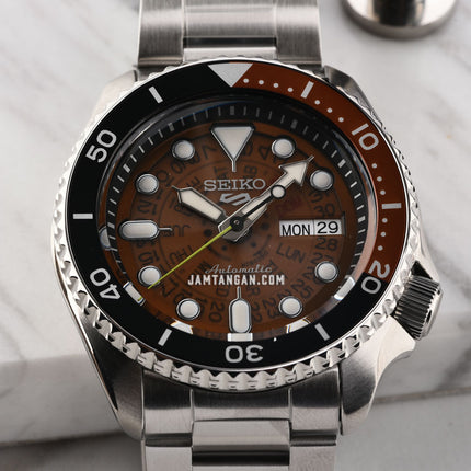 Seiko 5 Sports SRPJ47K1 Time Sonar SKX Sports Style Brown Dial Stainless Steel Strap