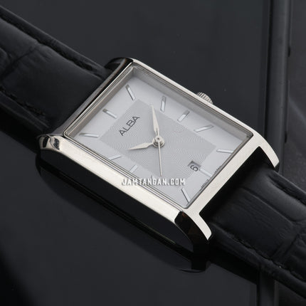 Alba Fashion AH7DH7X1 Ladies Silver Dial Black Leather Strap