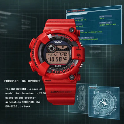 Casio G-Shock Frogman GW-8230NT-4DR 30th Anniversary Master Of G-Sea Digital Dial Red Resin Band