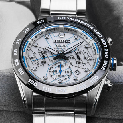 Seiko Solar SSC121P1 Chronograph Silver Dial Stainless Steel Strap