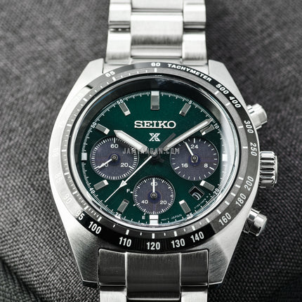Seiko Prospex SSC933P1 Speedtimer SeiTona Solar Chronograph Green Dial Stainless Steel Strap