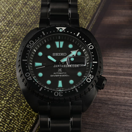 Seiko Prospex SRPK43K1 King Turtle Black Series Night Vision Diver Black Stainless Steel Strap