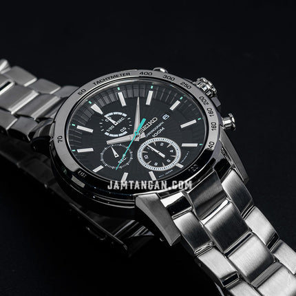 Seiko Chronograph SNDC71P1 Criteria Black Dial Stainless Steel Strap