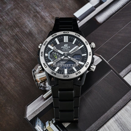 Casio Edifice ECB-2000DD-1ADF Men Sospensione Digital Analog Dial Gunmetal Stainless Steel Band