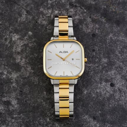 Alba Fashion AH7BZ2X1 Ladies Silver White Dial Dual Tone Stainless Steel Strap