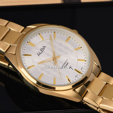 Alba AS9Q76X1 Silver Dial Gold Stainless Steel Strap