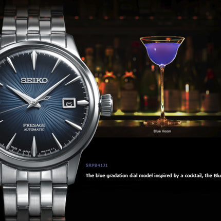 Seiko Presage SRPB41J1 Cocktail Time Blue Moon Blue Gradation Texture Dial Stainless Steel Strap