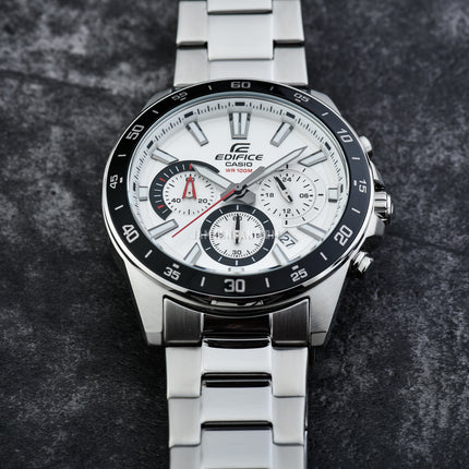 Casio Edifice EFV-570D-7AVUDF Chronograph Men Silver Dial Stainless Steel Band