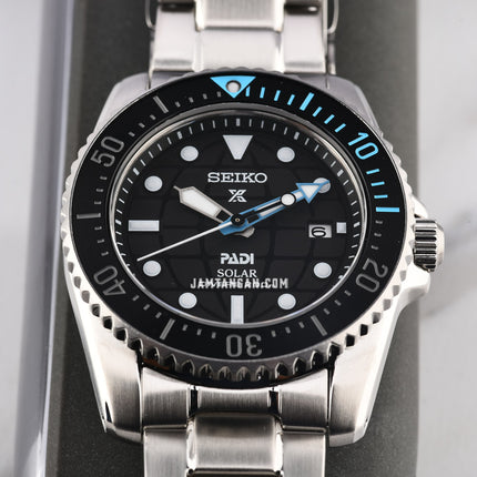 Seiko Prospex SNE575P1 PADI Solar Black Dial Stainless Steel Strap Special Edition