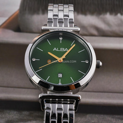 Alba Fashion AH7EN9X1 Ladies Green Dial Stainless Steel Strap