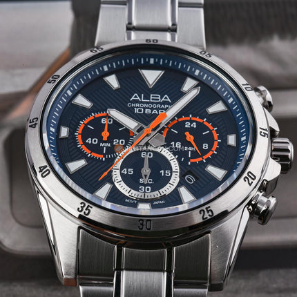 Alba Active AT3K61X1 Men Chronograph Blue Dial Stainless Steel Strap