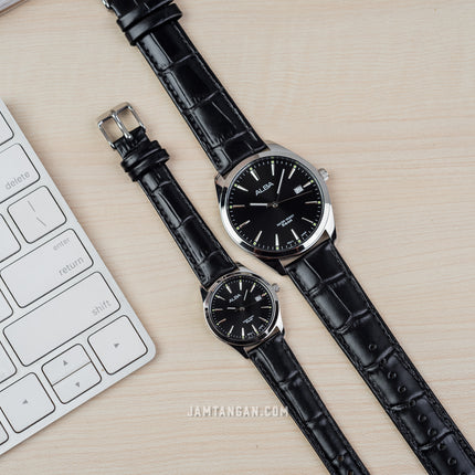 Alba AH7BN9X1_AS9R05X1 Couple Black Dial Black Leather Strap